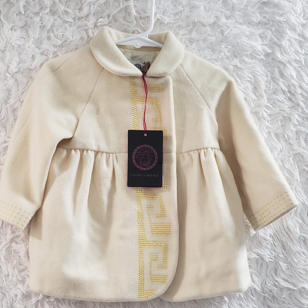 Versace Cream and Gold Kids Coat